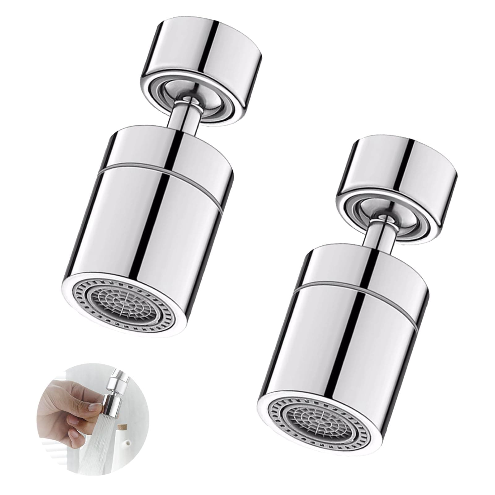 2 Pcs Tap Aerator, Tap Adapter for Kitchen Sink, Kitchen Tap Aerator, Kitchen Sink Faucet Aerator, 360-Degree Swivel Adjustable Sink Faucet Head Replacement