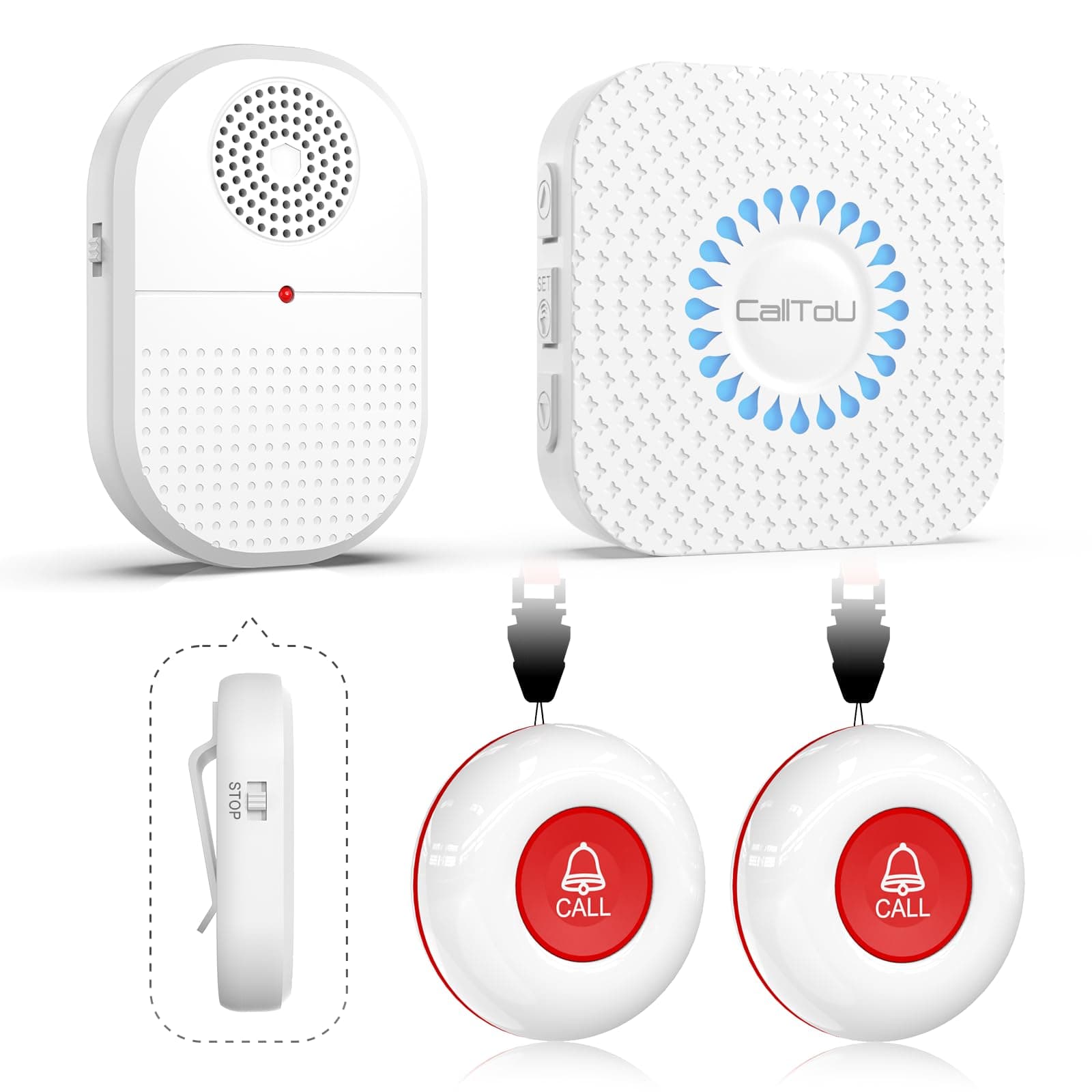 CallToU Caregiver Pager Call Button elderlyWireless SOS Call Button Vibration Pager Nurse Calling Alert System for Home Elderly Disabled Patient …