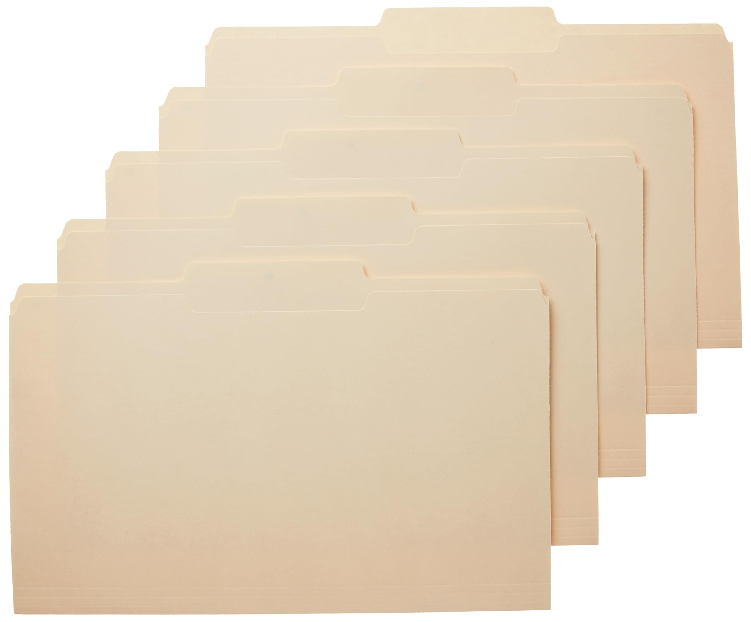 Amazon Basics Sturdy Manila File Folders, 1/3 Tabs in Assorted Positions for Filing and Easy Labeling, Legal Size, 8.5 x 14 inch, 100-Pack