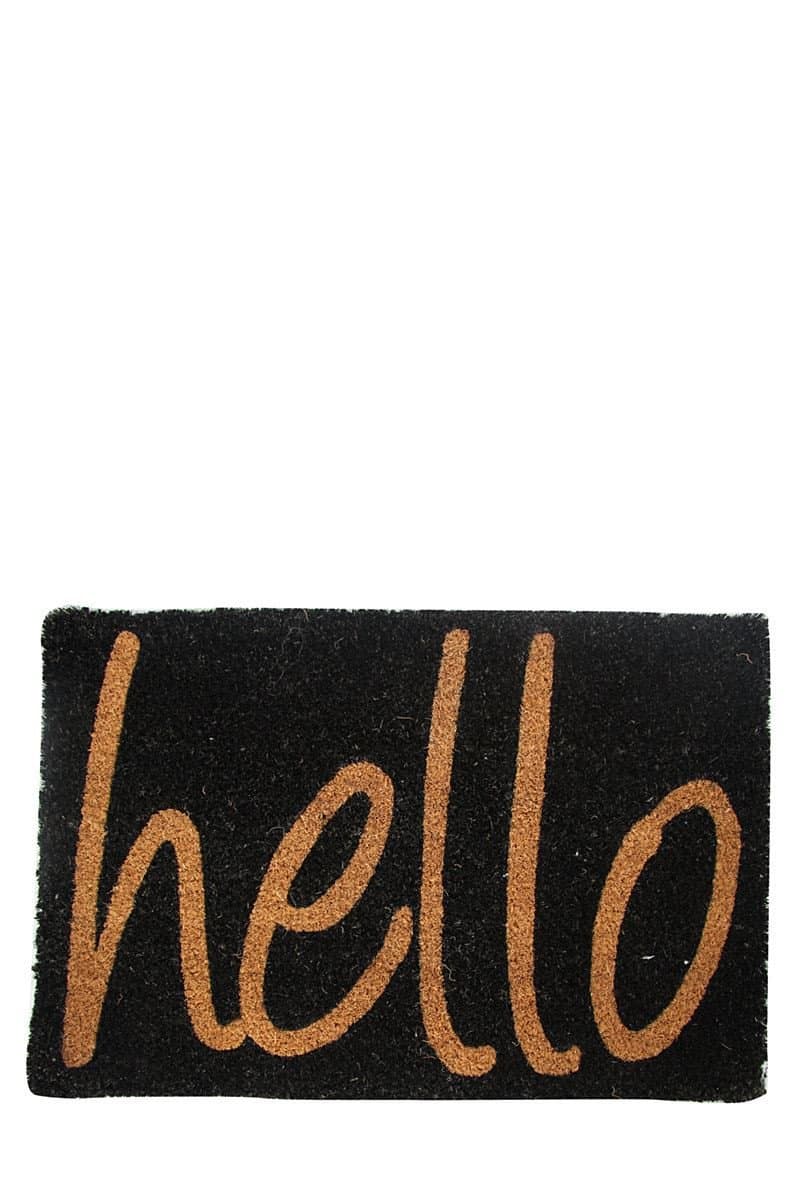 Coir Doormat Hello Design 40x60cm Black