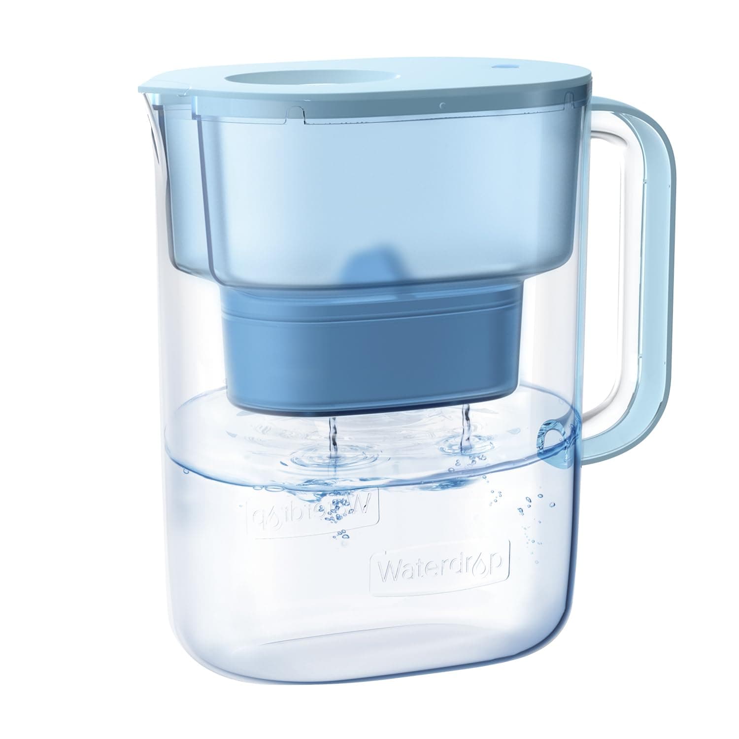 Alkaline Lucid 10-Cup Water Filter Pitcher with 1 Filter, Healthy, Clean & Toxin-Free Mineralized Alkaline Water (100 Gallons), Up to PH 9.5, BPA Free, Blue