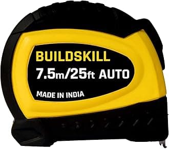 Buildskill 7.5M Measuring Tape, Precision Measurement Tape, Inch Tape for Measurement with 19mm Width, Clear Visibility, Autolock, Lightweight, One Button Retraction, Made in India (Pack of 2)