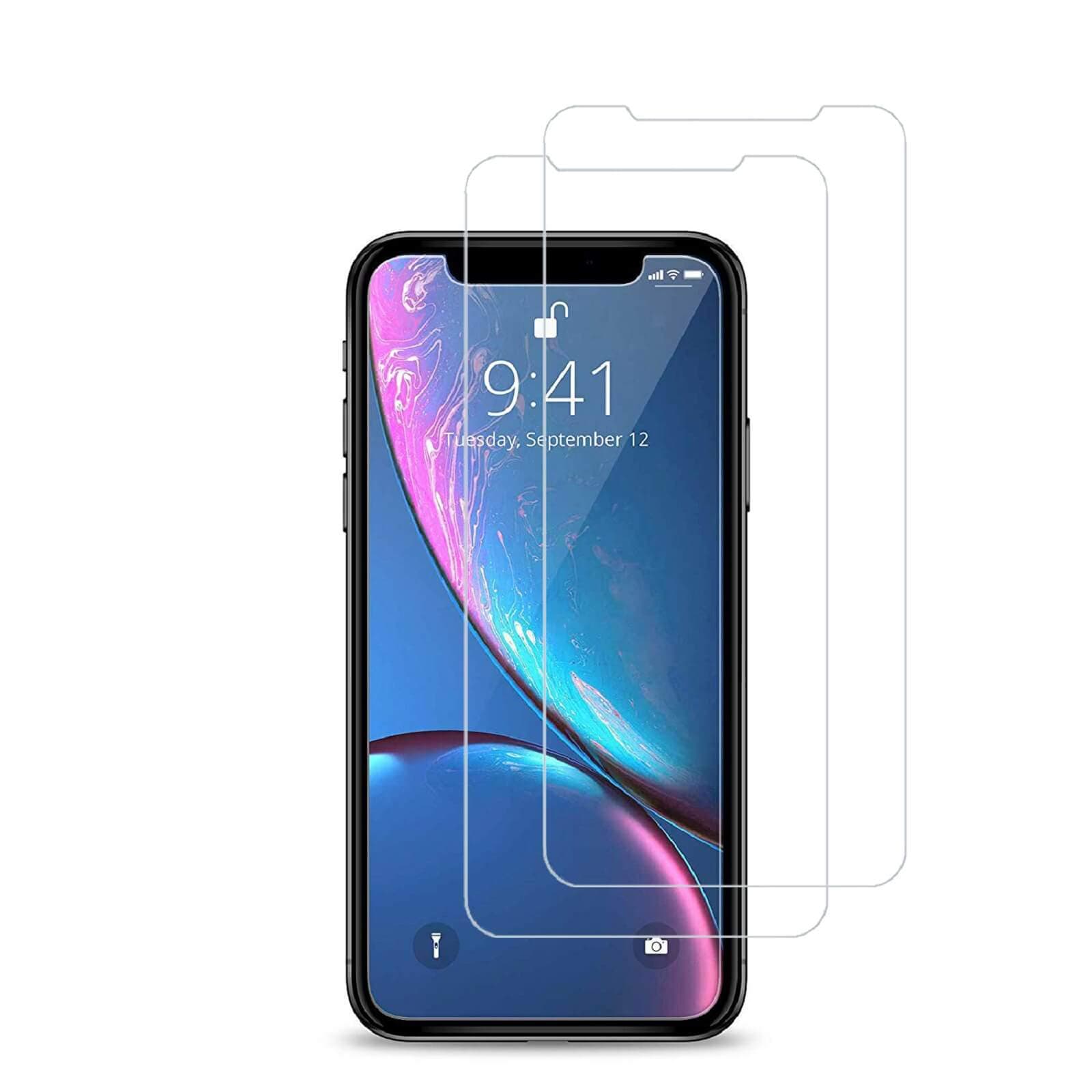 FinestBazaar For iPhone 11 / XR Tempered Glass Screen Protector - 6.1-Inch [2 Pack] Full Coverage Film & Case Compatible [Anti-scratch] [Anti-Bubble] [Anti-Glare] Oleophobic Coating & 9H Hardness