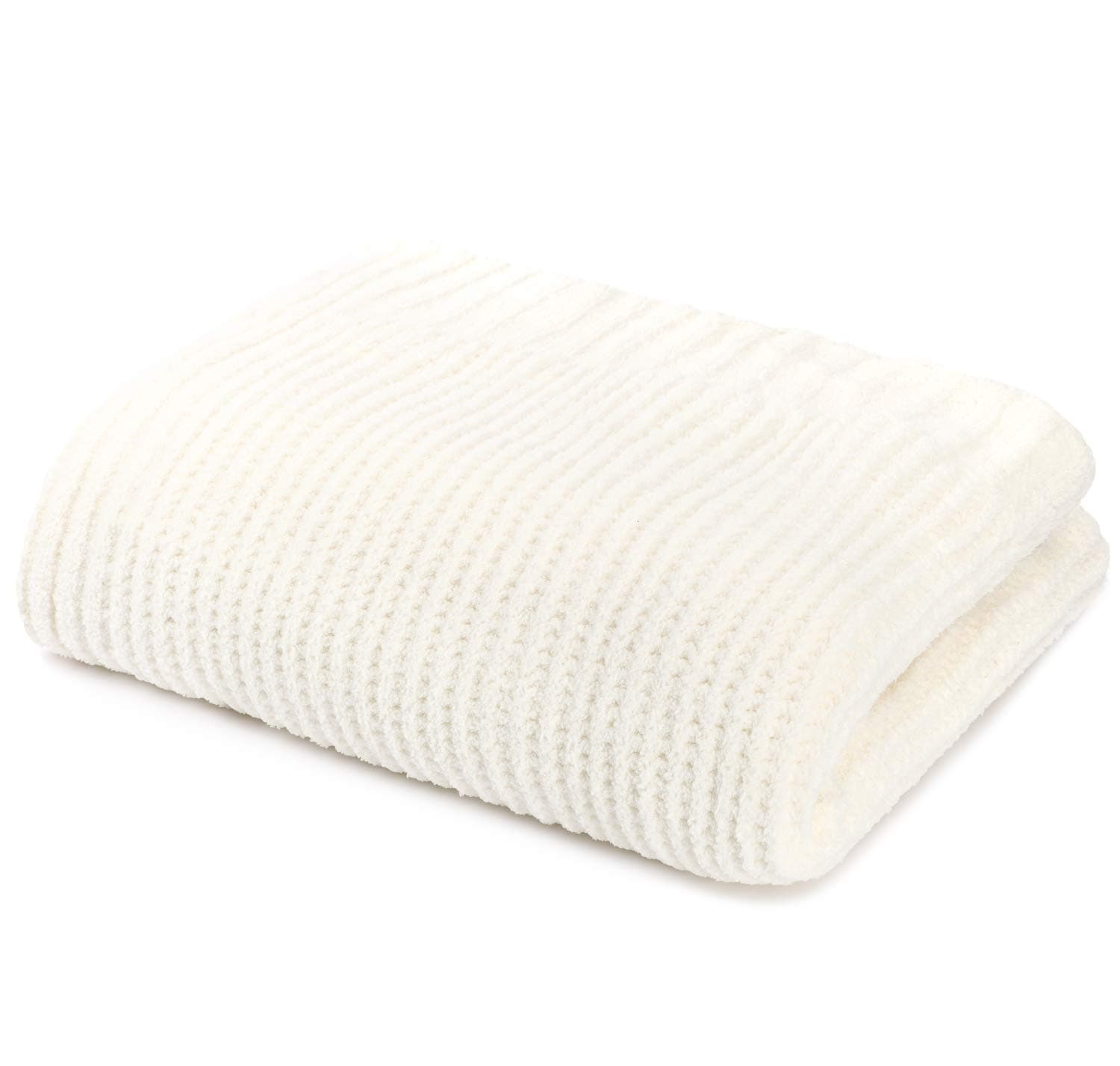 Kashwere Heavenly Soft Throw Blanket Waffle Weave Texture (Creme, Solid, Size 52" x 70") - Luxury Plush Throw, Warm & Cozy Ultra Soft Blanket for Bed or Sofa