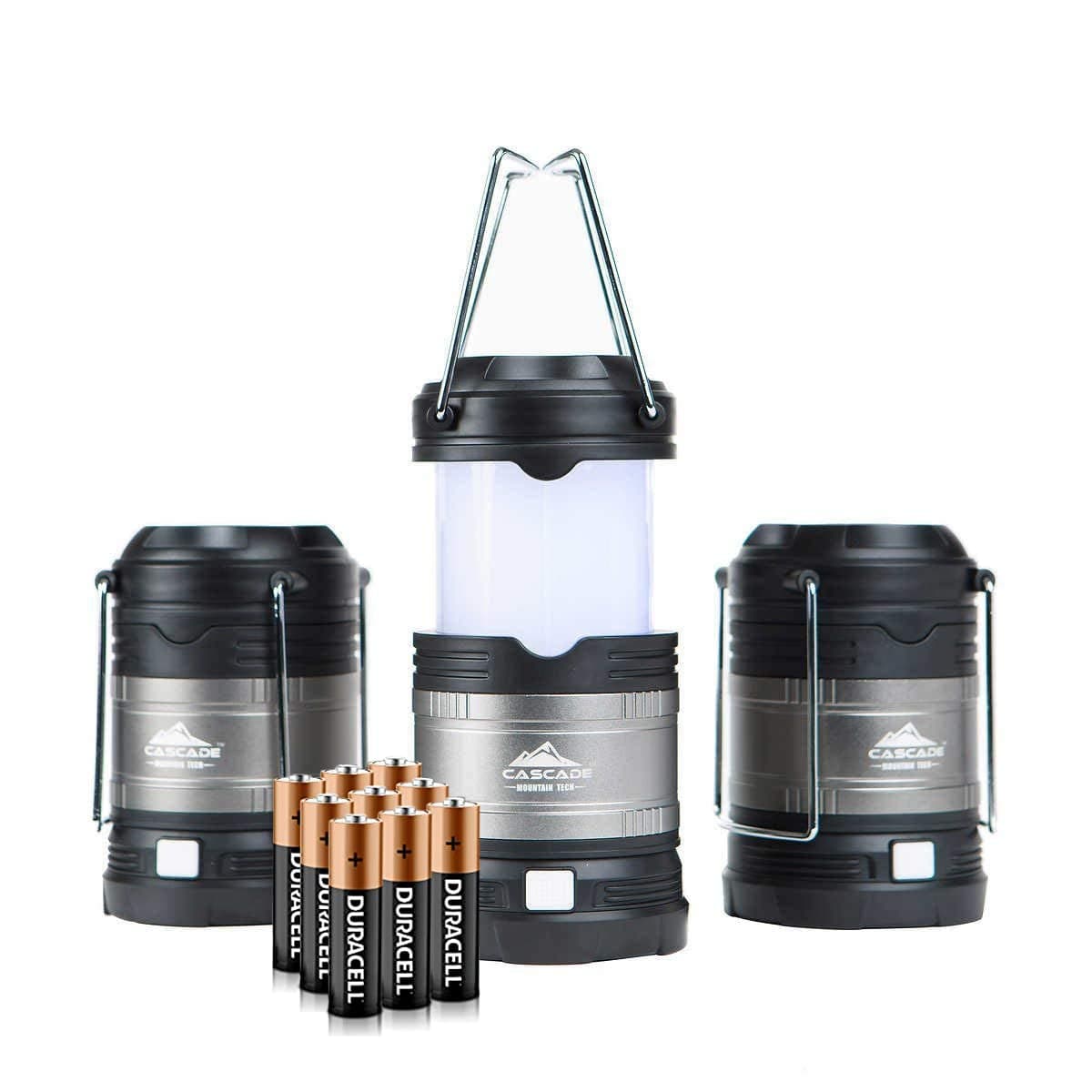 Cascade Mountain Tech Pop-Up IPX4 Water-Resistant LED Lantern with 4 Light Modes - 3 Pack