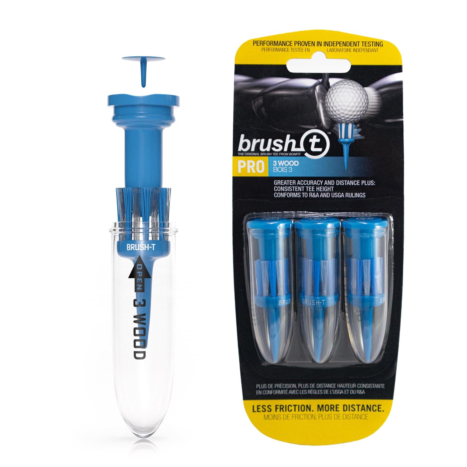 Brush-T Durable Low-Resistance Consistent Height Plastic Tees