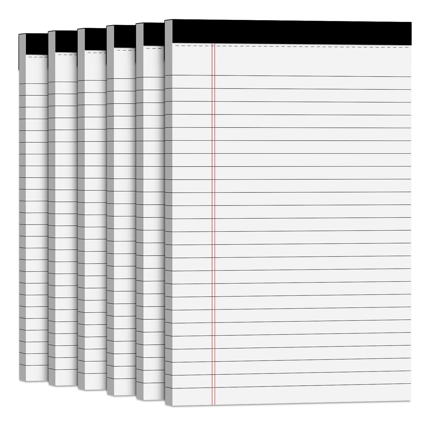 Note Pads 5x8 Small Legal Pads White Notepad, 6 Pack, Narrow Ruled Notepads, Micro Perforated Legal Writing Pads Memo Pad, 30 Sheet/ Note Pad, Notebook Paper Tablet for School, Lined Note Pad 5x8''
