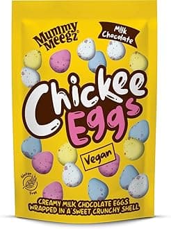 Mummy Meegz Chickee Eggs Snack Bags (80g) - Vegan Chocolate Eggs, Bite-Sized Easter Chocolate for Sharing, No Palm Oil