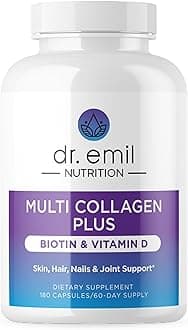 DR. EMIL NUTRITION Multi Collagen Peptides Plus Biotin and Vitamin D | Biotin & Collagen Supplements | Hair Skin & Nails | Biotin Pills Hair Growth | 60 Servings
