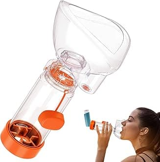Inhaler Spacer for Kids and Adults, Soft Fit Mask, Portable and Lightweight, Suitable for Home and Travel – Nessi OTC Spacer (Orange/Adult)