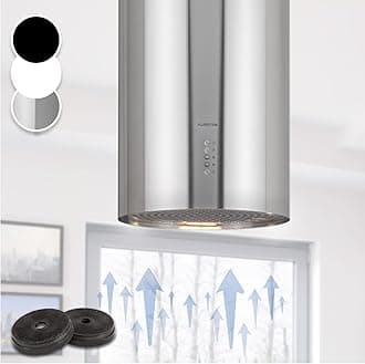 Klarstein Hanging Island Cooker Hood, Extractor Fan for Kitchen Islands, 600m³/h Airflow, Timer, Adjustable Kitchen Extractor Fan w/Pipe Design, Timer, 3 Mode Cooker Hoods, Activated Carbon Filters