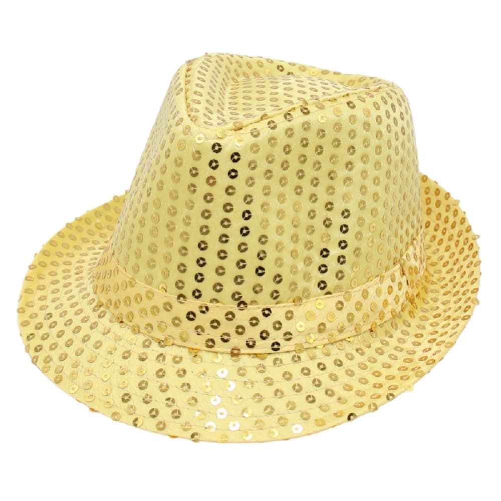 Western Sequin Fedora Hat Solid Color Dance Hat Retro Disco Cap Unisex Costume Cap for Party Props Supplies