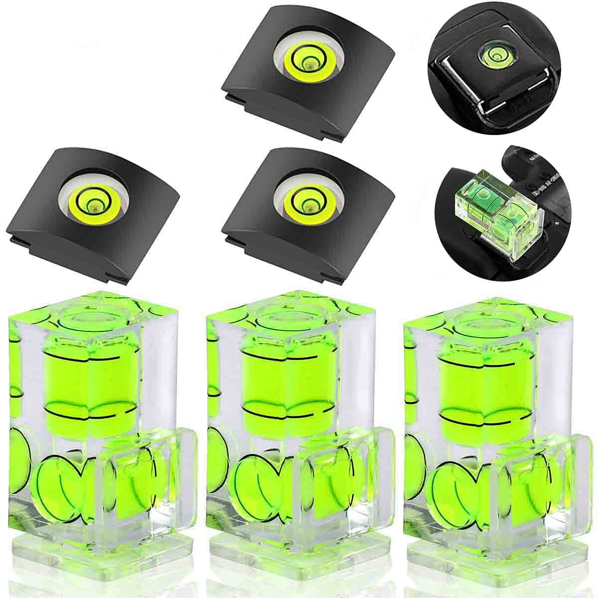 6 Pack Camera Hot Shoe Level, Hot Shoe Bubble Level Camera Hot Shoe Cover 2 Axis Bubble Spirit Level Compatible with DSLR Film Camera Canon Nikon Olympus,Combo Pack - 2 Axis and 1 Axis