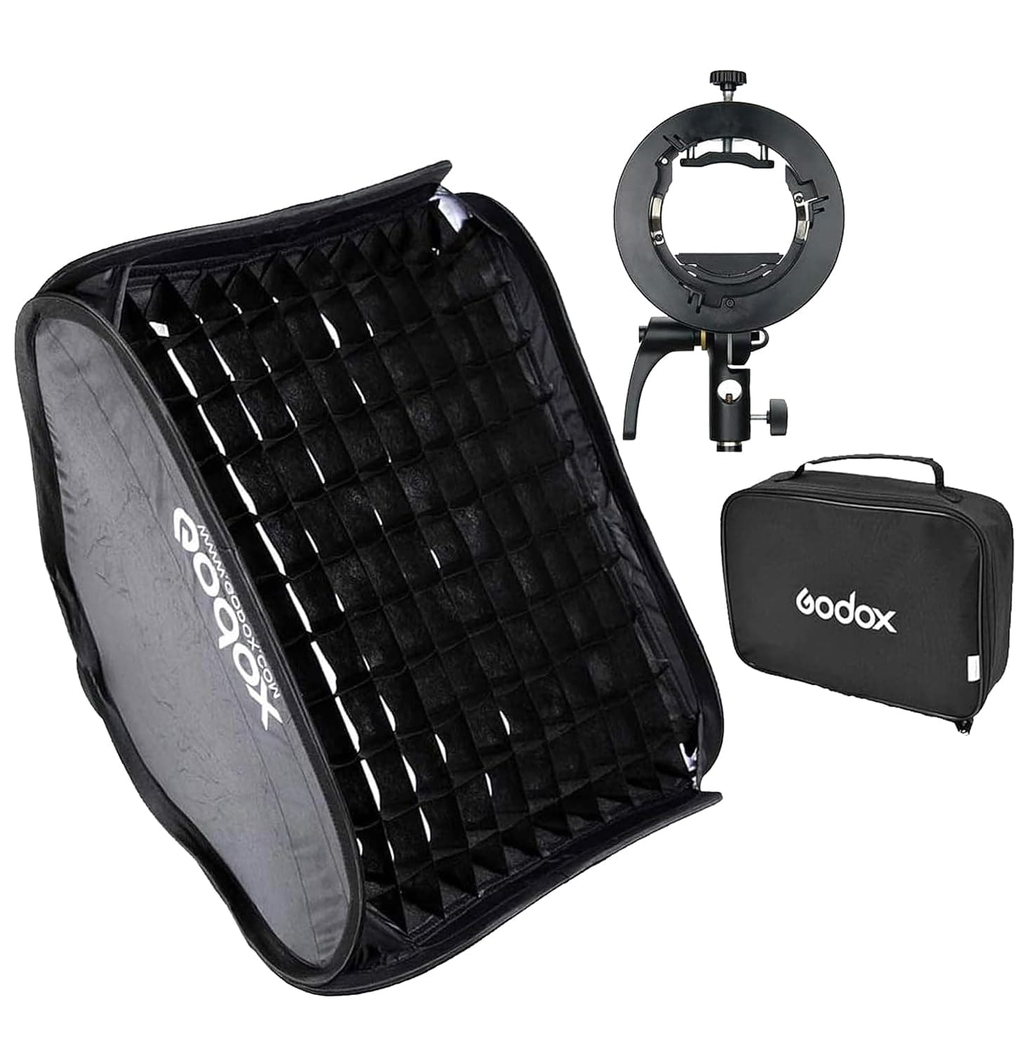 Godox 60Cm X Foldable Universal Softbox With Honeycomb Grid + S2 Speedlite Bracket For V1 Series, Ad200Pro, Ad200, Ad400Pro, V860Ii Tt350 Series Flash (Sggv6060Cm)