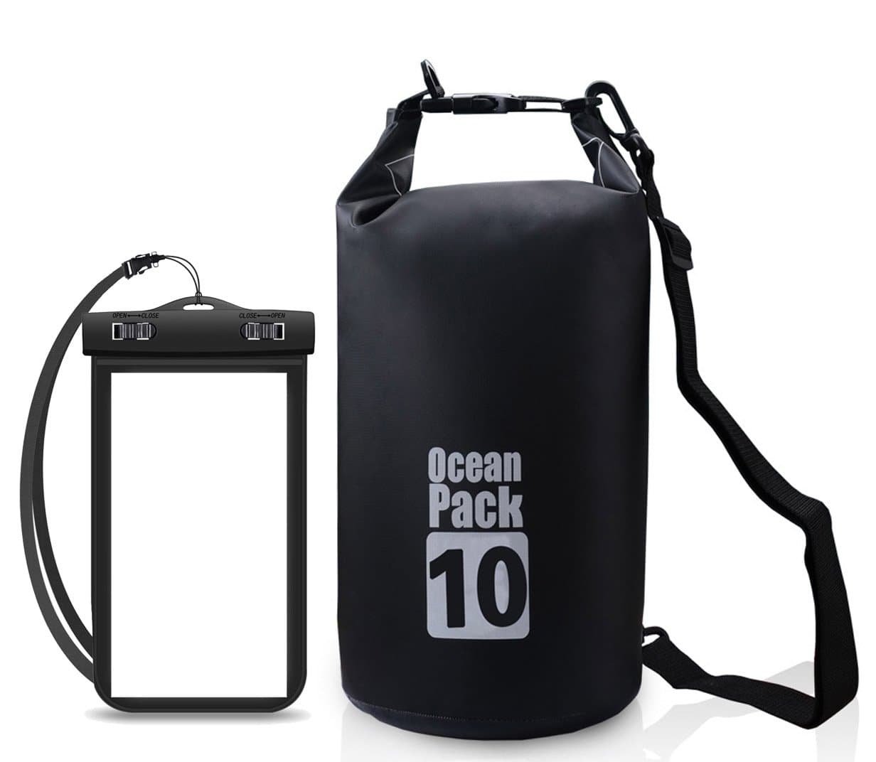 Kolomb Waterproof Dry Bag- Roll Top Compression Dry Sack for Kayaking, Beach, Rafting, Boating, Hiking, Camping, Fishing and Floating Gear Bag with Waterproof Phone Case