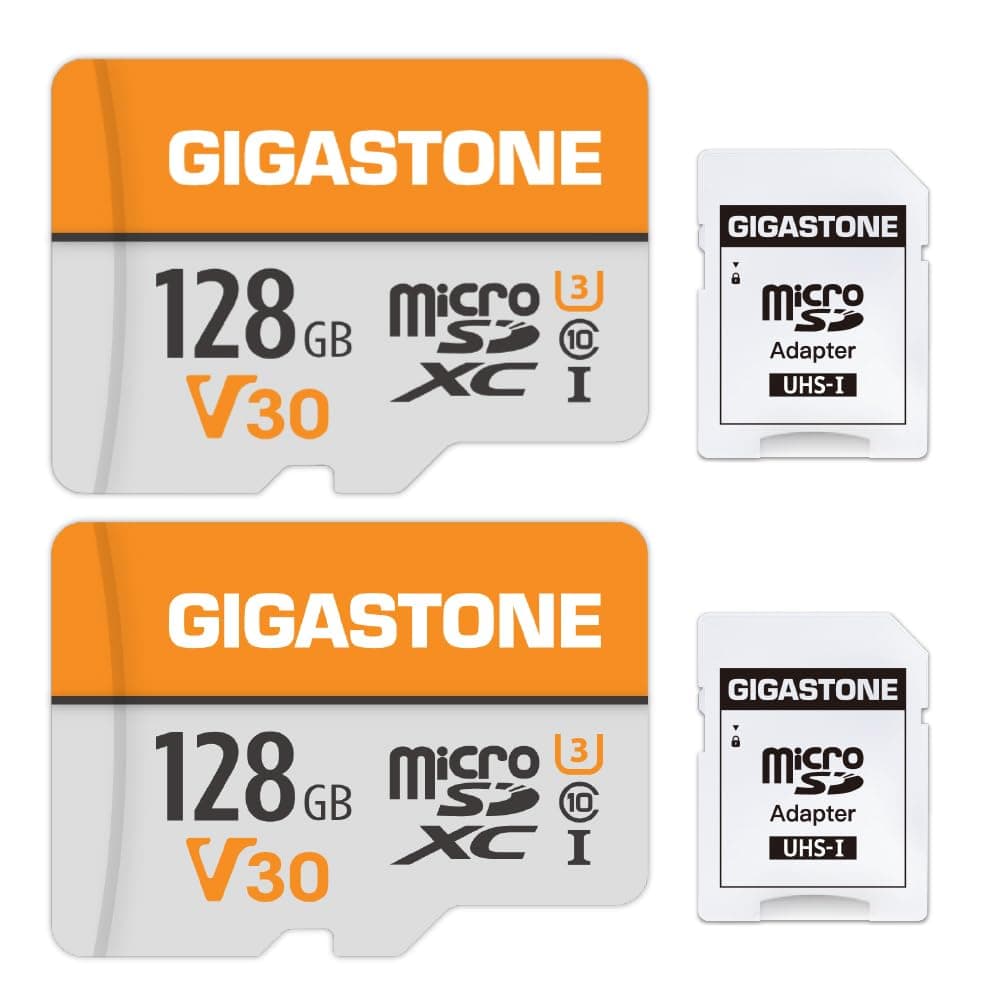 [Gigastone] 128GB Micro SD Card 2 Pack, 4K Video Pro, Surveillance, Security Camera, Action Camera, Drone, 95MB/s MicoSDXC Memory Card UHS-I V30 Class 10