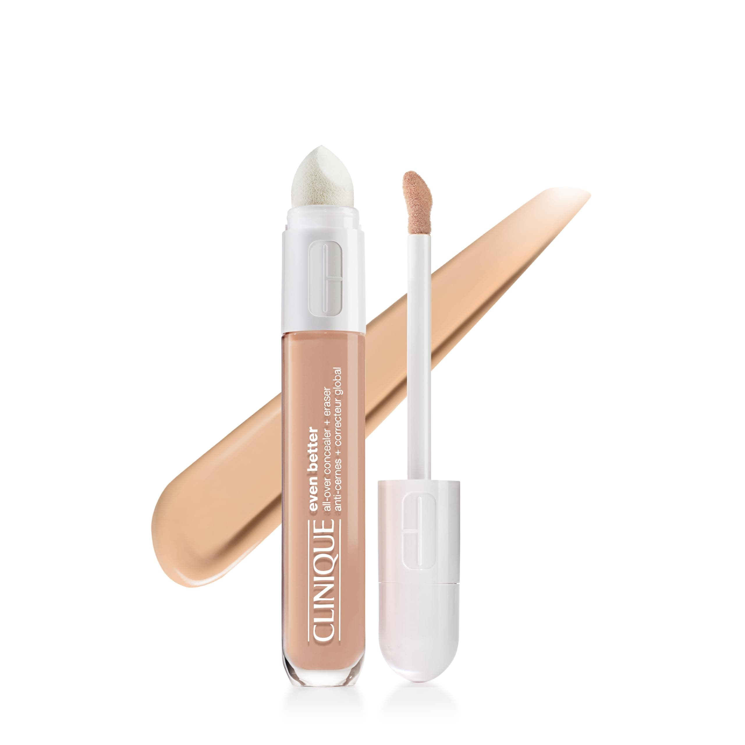 Clinique Even Better All-Over Full Coverage Concealer + Eraser Makeup For Dark Undereye Circles | With Hyaluronic Acid + Caffeine | Hydrating, Brightening + Depuffing