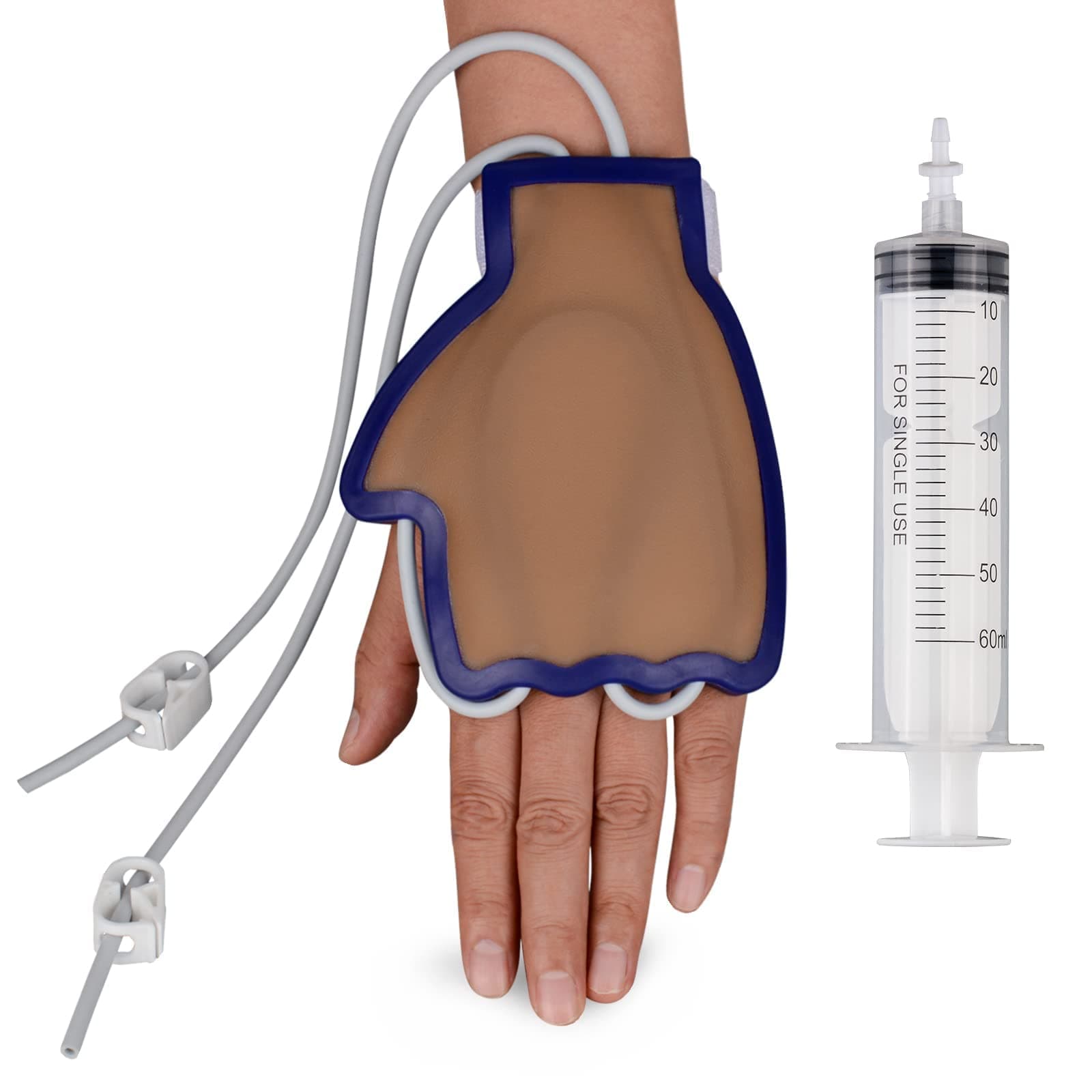 SimCoach Phlebotomy and Venipuncture Practice Kit, Wearable IV Practice Trainer Kit, Dorsal Hand Injection Trainer, IV Start Kit for Injection Training, Medical Education, Nursing School Essentials