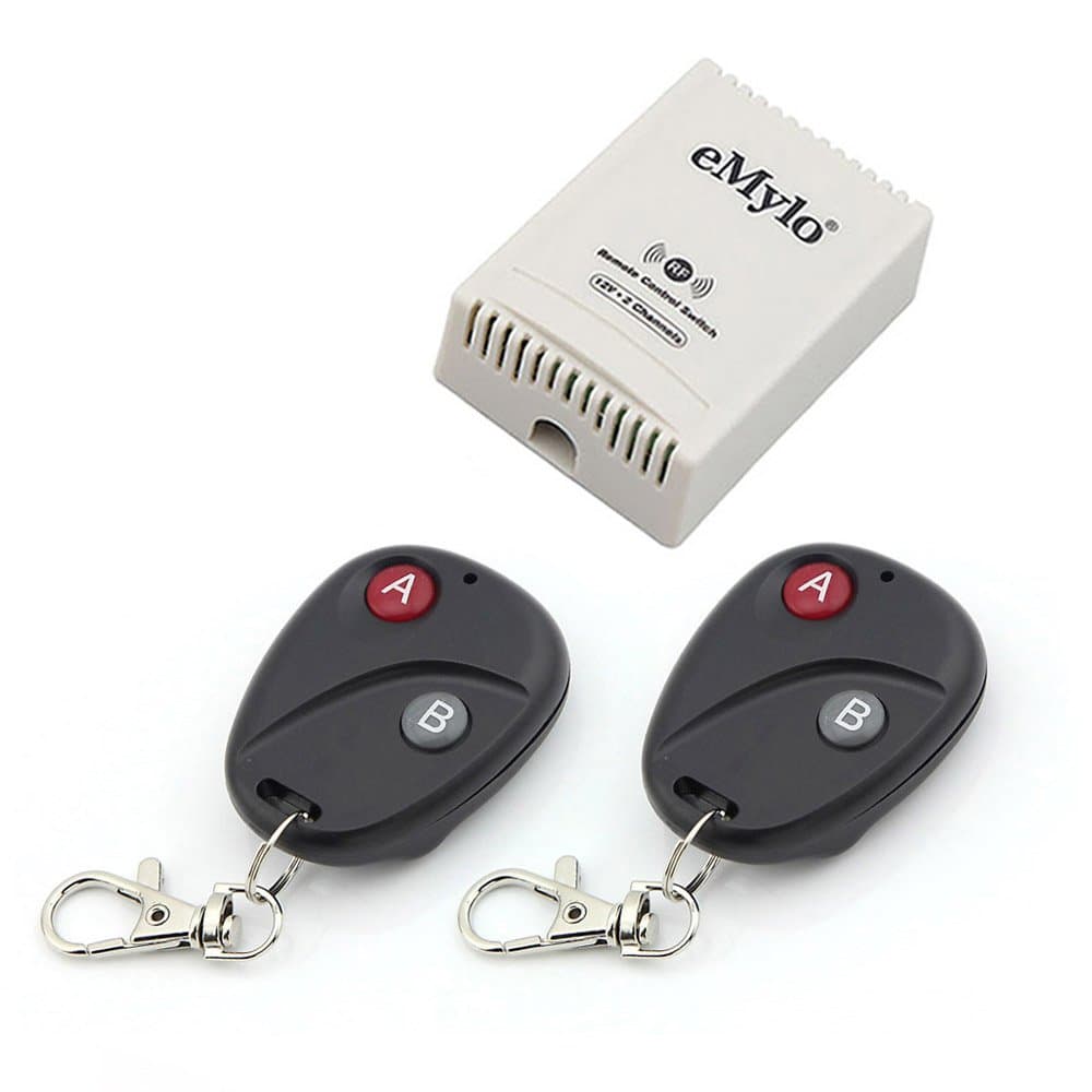 eMylo DC 12V 2CH 433Mhz RF Wireless Relay Remote Control Light Momentary Switch Transmitter with Receiver