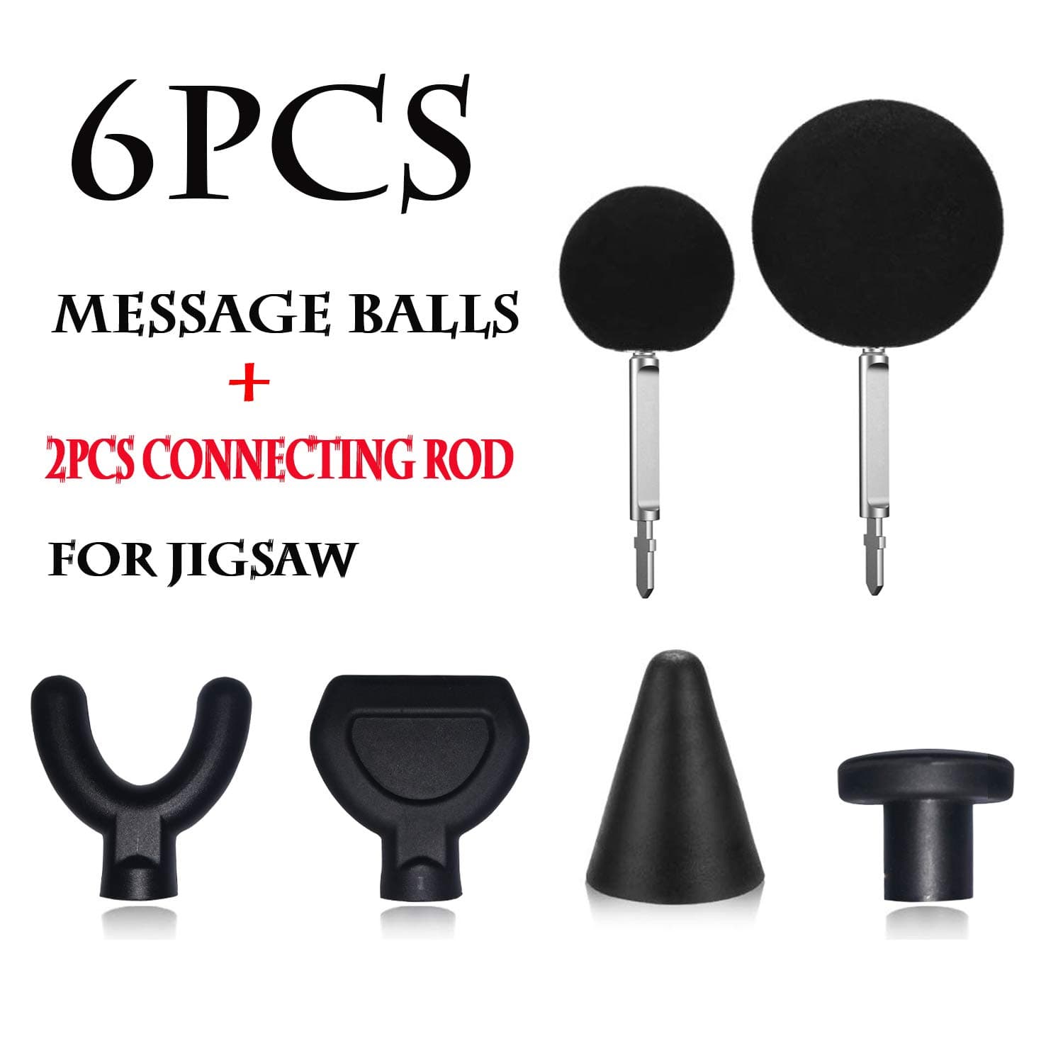 Jigsaw Massage Adapter Tip Bit Percussion Massager Deep Tissue Massage Balls and T Shank for Muscle Relaxation