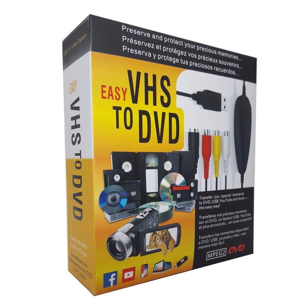 VHS to Digital Converter for Windows 10, USB2.0 Video Audio Capture Card, VHS to DVD Converter