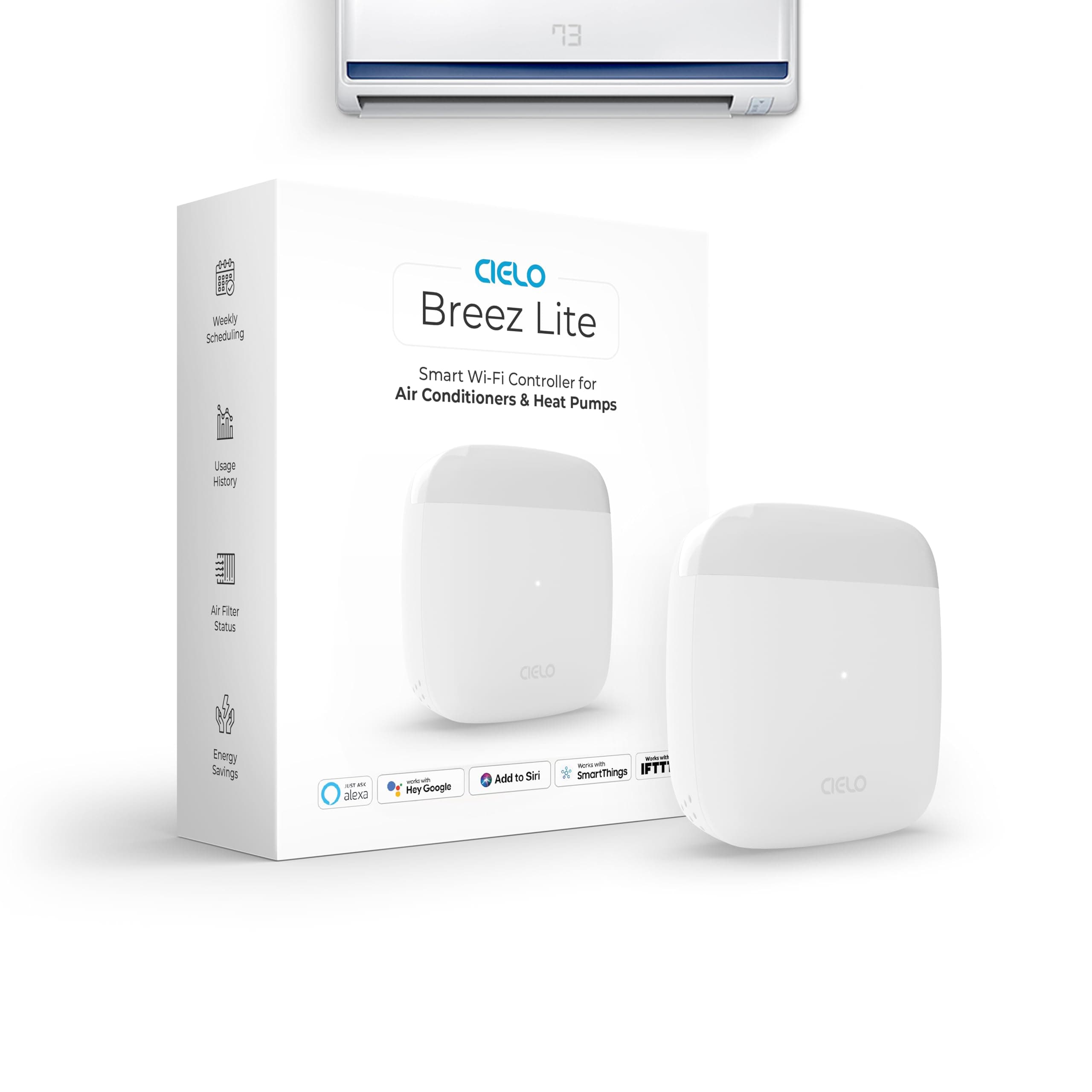 Breez Lite | Smart AC Controller for Mini Split, Windows & Portable Air Conditioners & Heat Pumps | Free App, No Subscriptions | Alexa, Google, Siri Shortcuts, SmartThings,