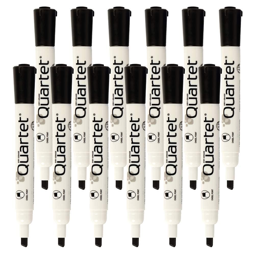 QuartetDry-Erase Marker, Chisel Tip, Low Odor, DryGuard Ink, Black, 12-Pack (51-002692Q)