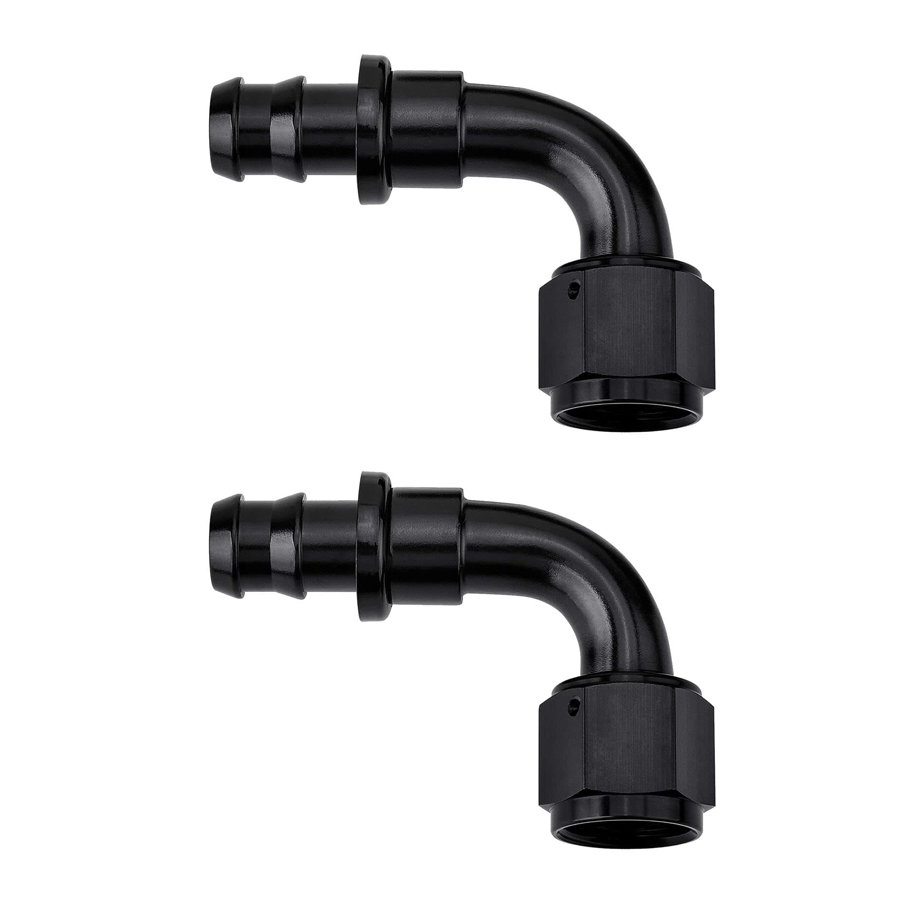 EVIL ENERGY 10AN 90 Degree Push Lock Hose Fitting End Black 2PCS