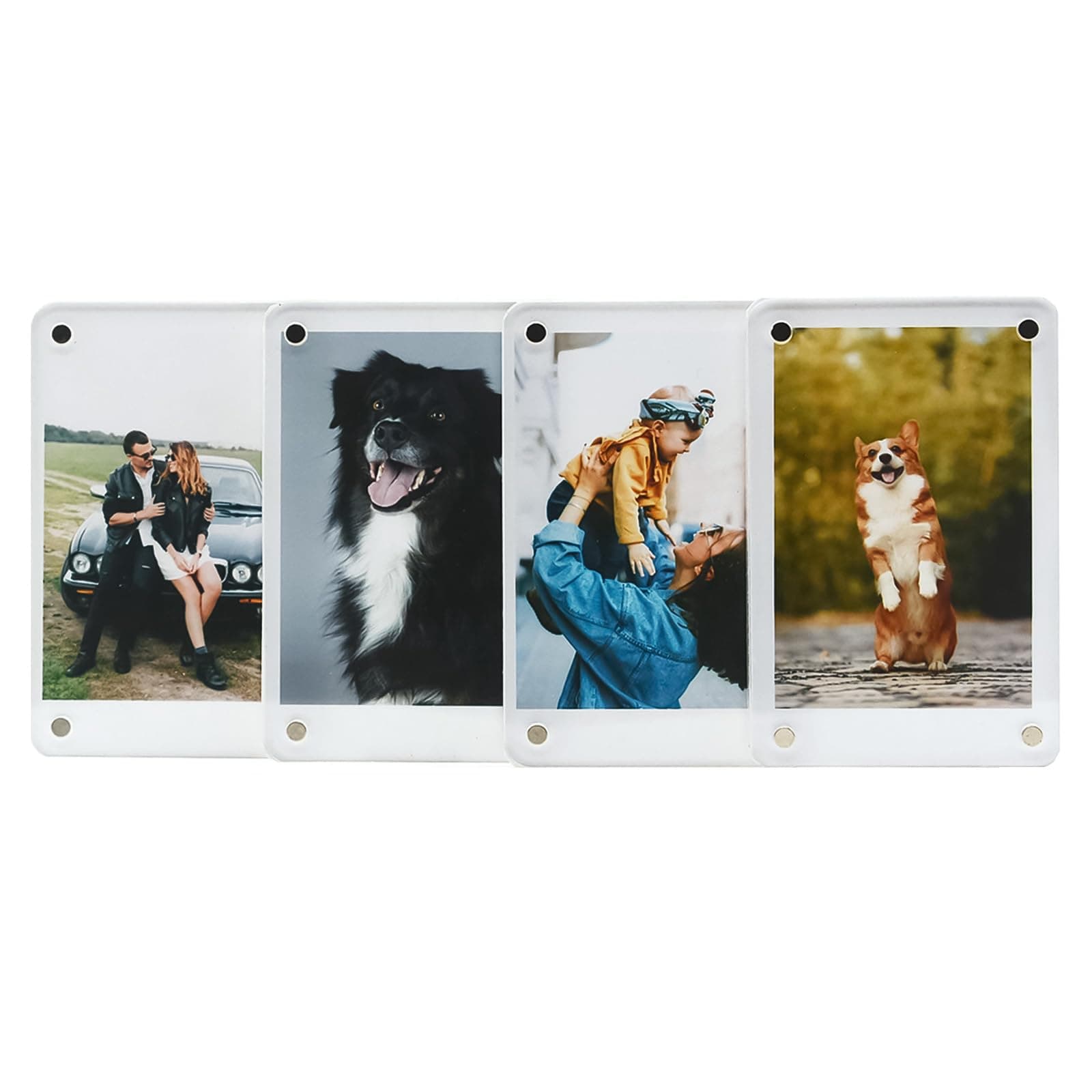 Magnetic Polaroid Frame For Fridge, 2x3 Instax Mini Photo Frames, Acrylic Refrigerator Magnet Frame [4 Pack 8Pcs]