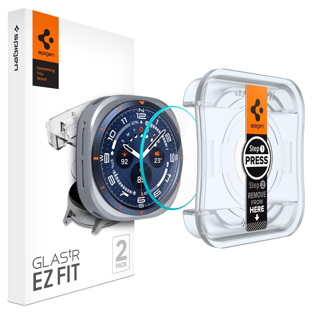 Spigen Glas.tR EZ Fit Tempered Glass Screen Protector Guard for Galaxy Watch Ultra [2 Pack]
