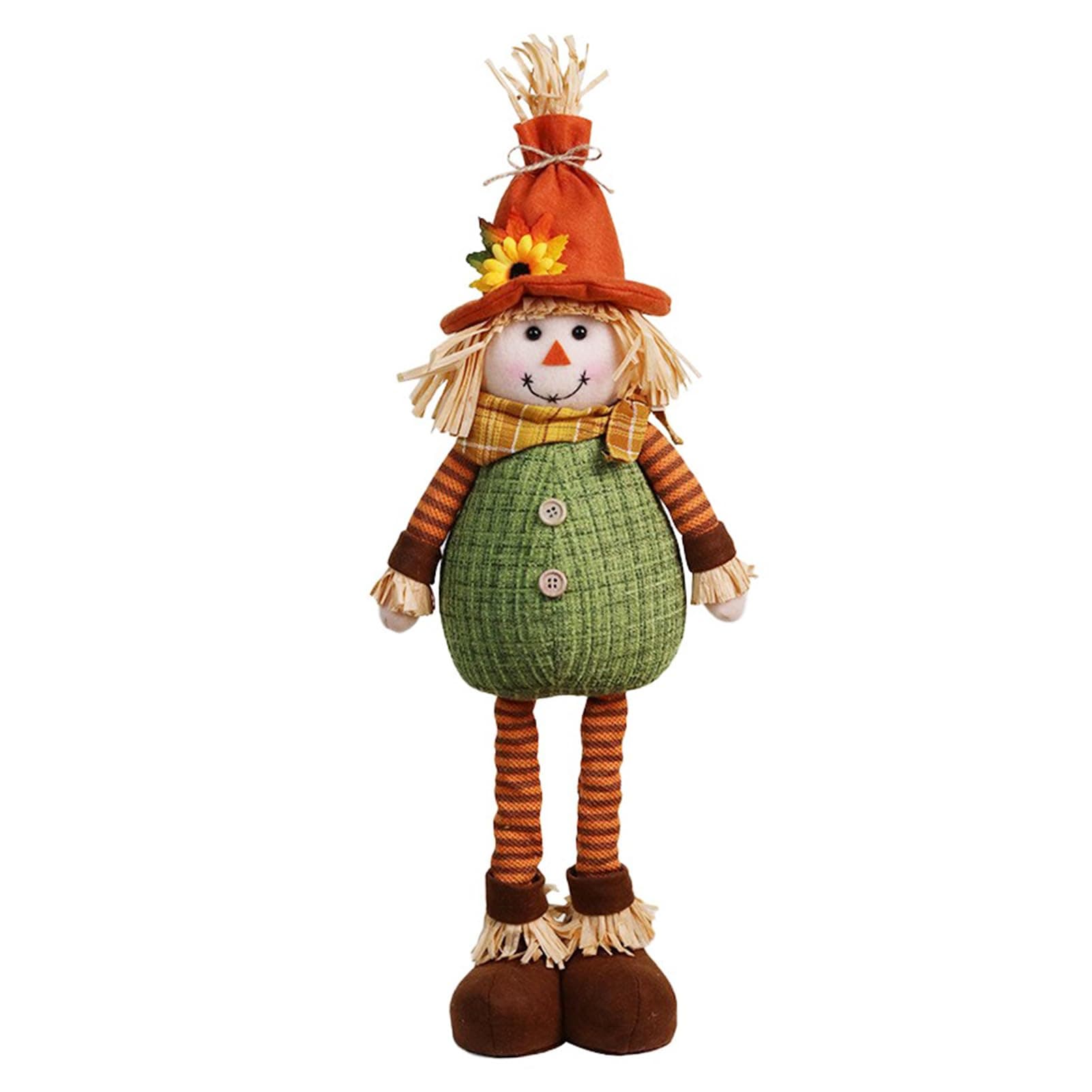 Large Scarecrow Sitter Fall Decor Stuffed Scarecrow Hugger for Tree Porch Column, 20.1in Moveable Legs Decor, Fence Railing Scarecrows for Thanksgiving Halloween Harvest, Green