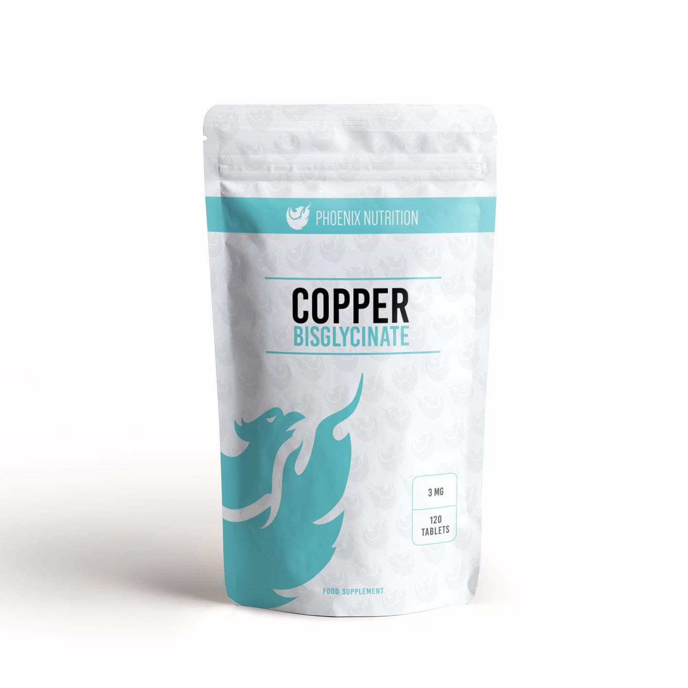 Copper Bisglycinate 3mg x 120 Tablets (Bioavailable Chelated Form) by Phoenix Nutrition