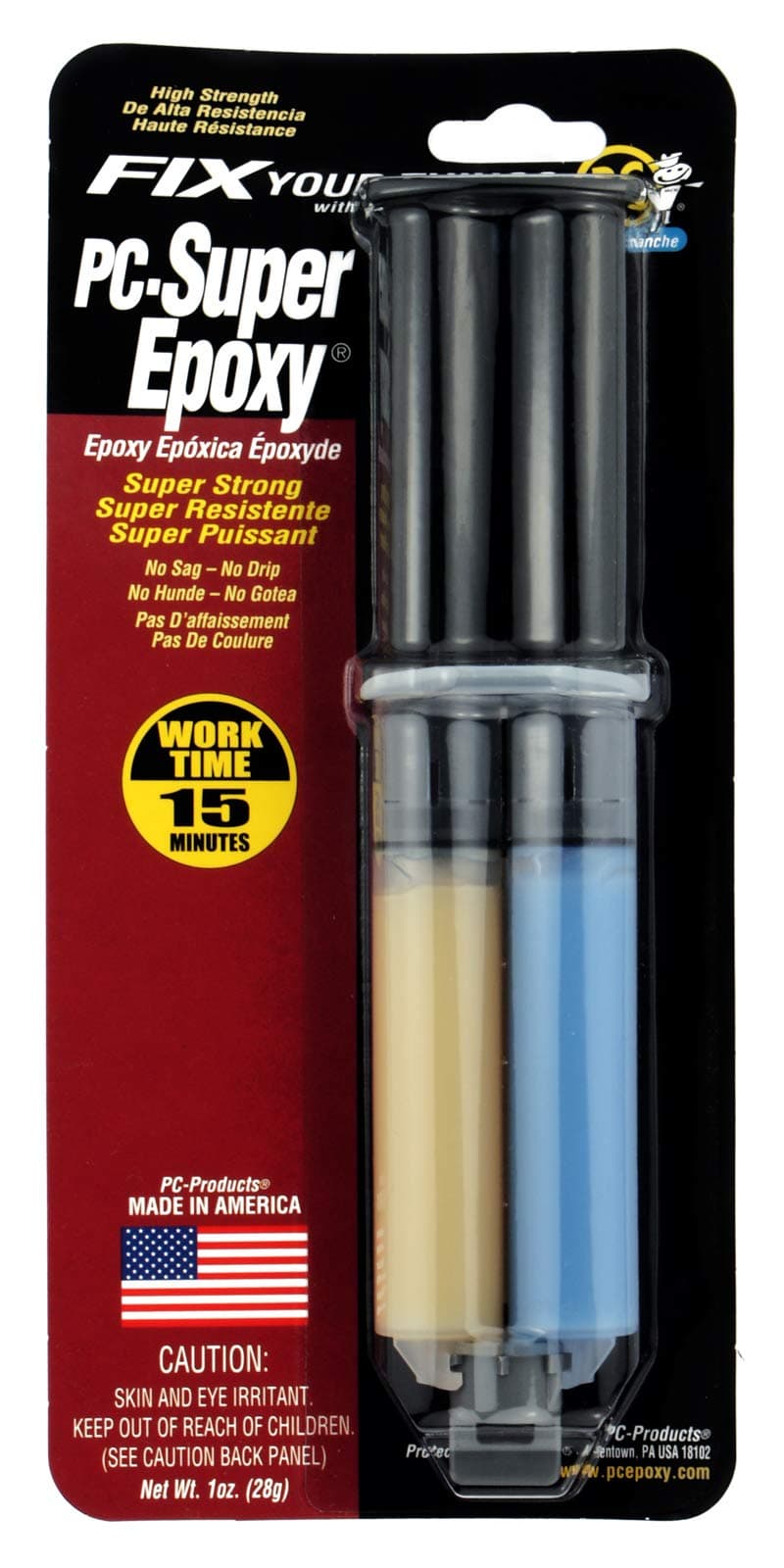 PC-Super Epoxy Adhesive Paste, Two-Part 1 oz Double Syringe, Translucent 16619