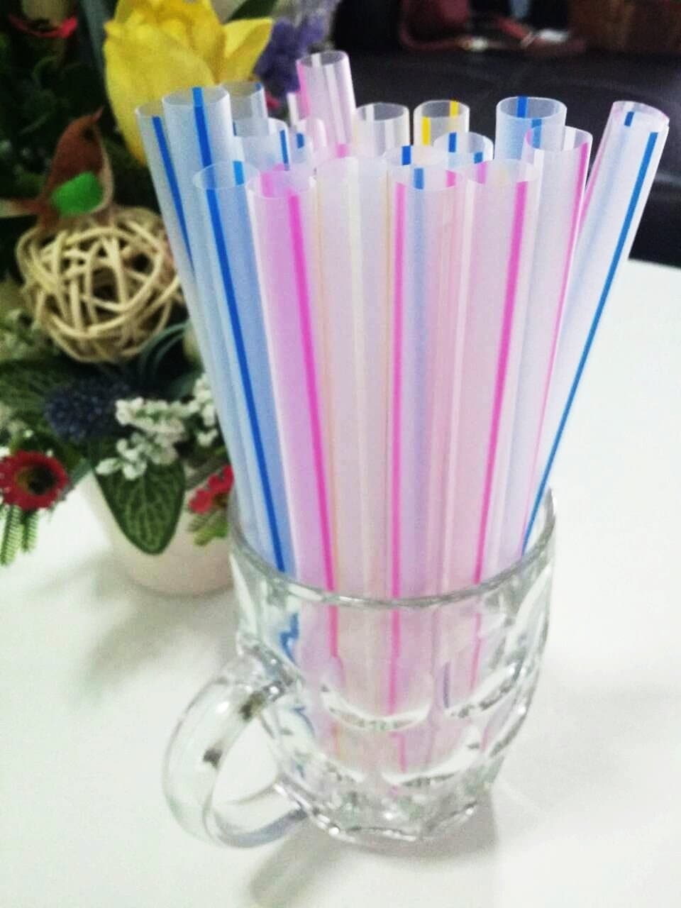 Extra Wide Fat Bubble Tea, Boba Drinking Straws 8.5 Inches Striped 150 Count
