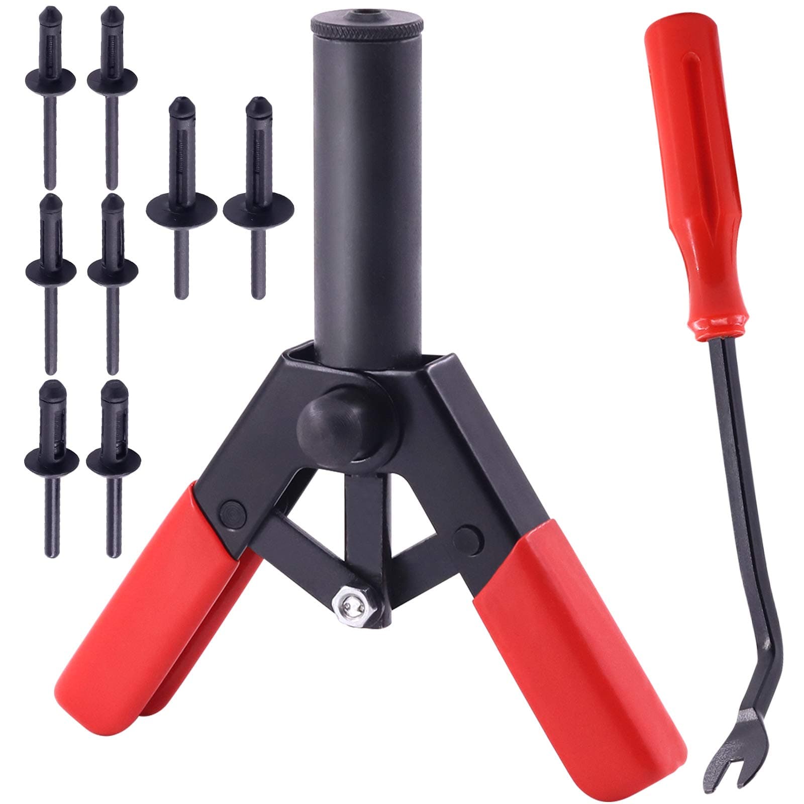 42Pcs Plastic Rivet Gun Set with 40Pcs 4Sizes Nylon Blind Rivets and 1Pcs Fastener Removal Tool, Hand Riveter Suitable for Automotive and More