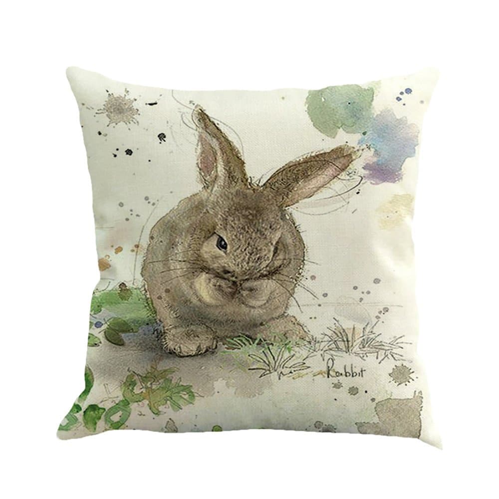 Aobuang Easter Pillow Case Cute Rabbit Printed Sofa Bed Home Decoration Festival Cushion Cover Hidden Zipper Closure