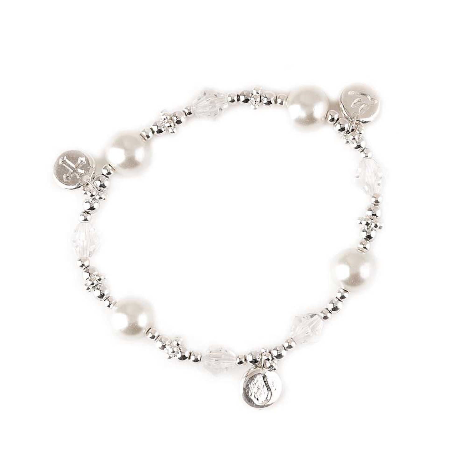 Baptized in Christ Baptism Silver Plated Stretch Charm Bracelet