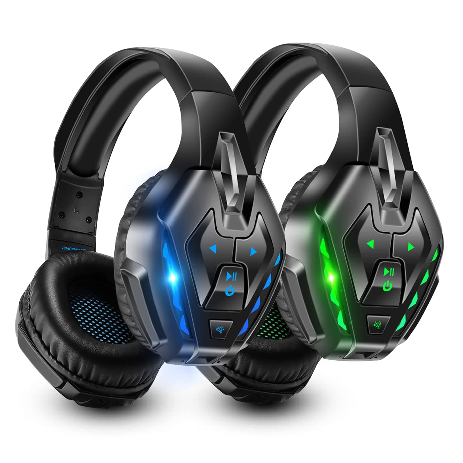 PHOINIKAS2 PCS Wired Gaming Headset for PS4, PC, PS5, Xbox one Headset with Noise Cancelling Detachable Mic, Wireless Over Ear Headphones for Phone, Up to 40h