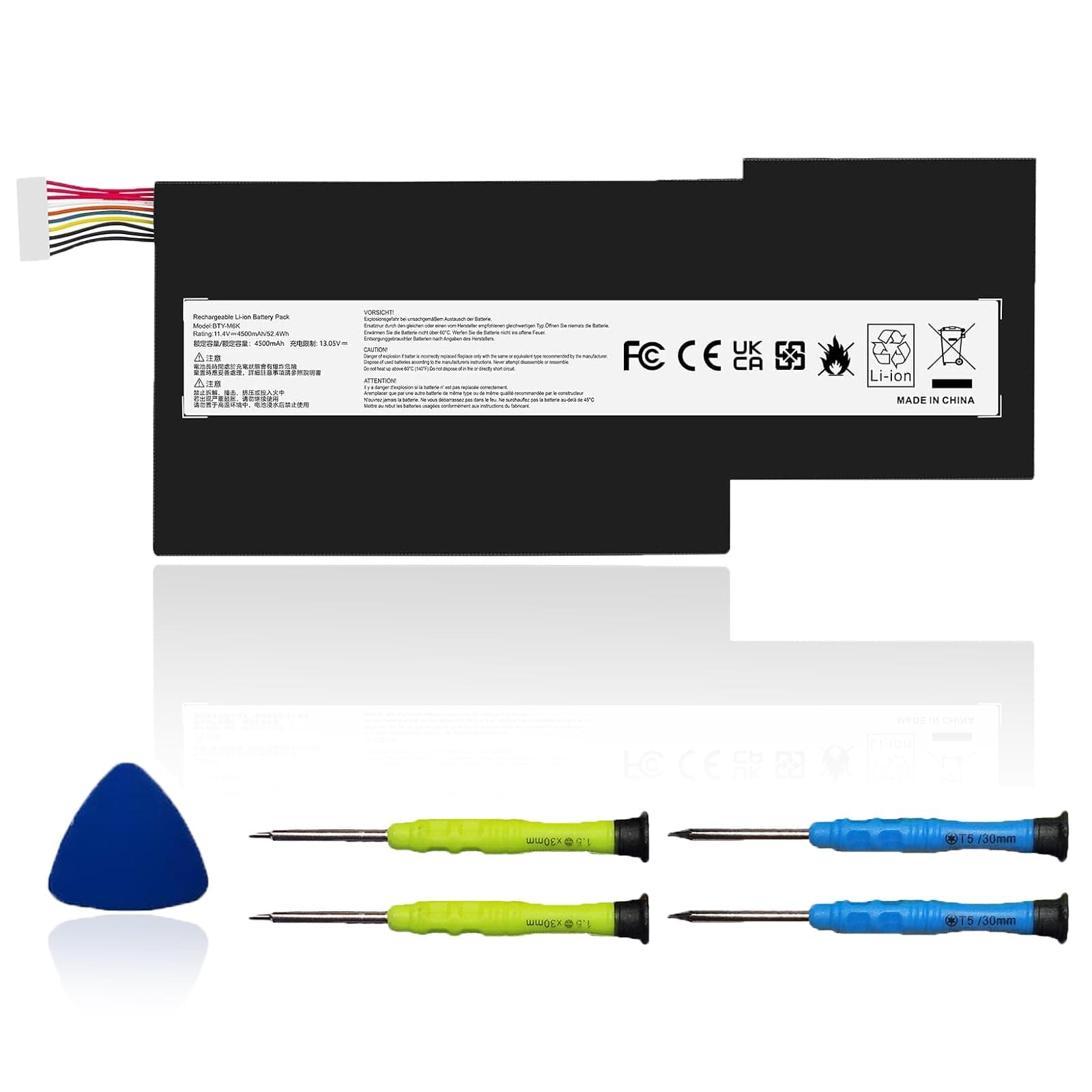 BTY-M6K Laptop Battery Compatible with MSI MS-17B4 MS-16K3 GS63VR 7RG Stealth Pro 7RG-005 7RG-036CN GF63 8RD-031TH 8RC-034CZ 9SC GF75 Thin 3RD 8RC 8RD 8SC 9SC-088CN Series 11.4V 52.4Wh 4600mAh