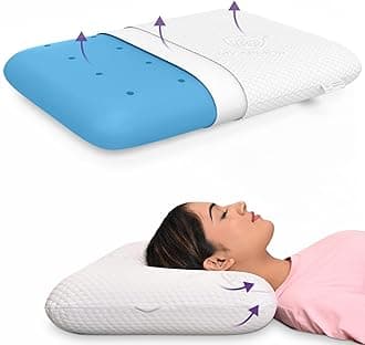 MY ARMOR Ventilated Cool Gel Memory Foam Pillow for Neck & Shoulder Pain with Removable Zipper Cover, Standard Size - 22x15x4 Inches, White, Pack of 1