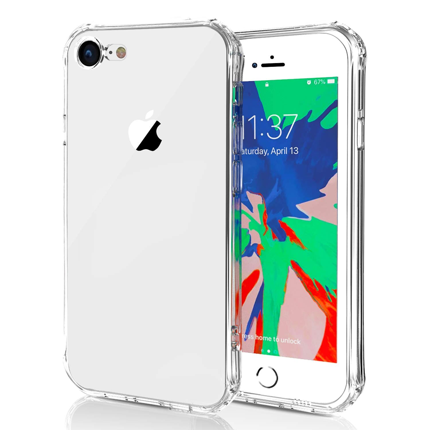 iPhone 7 8 Case - Pohopa Slim Rugged Crystal TPU Case [2 Packs, Clear] with Scratch Resistant/Enhanced Hand Grip and Hybrid Drop Protection for Apple iPhone 7/8 Smart Phone (Clear)