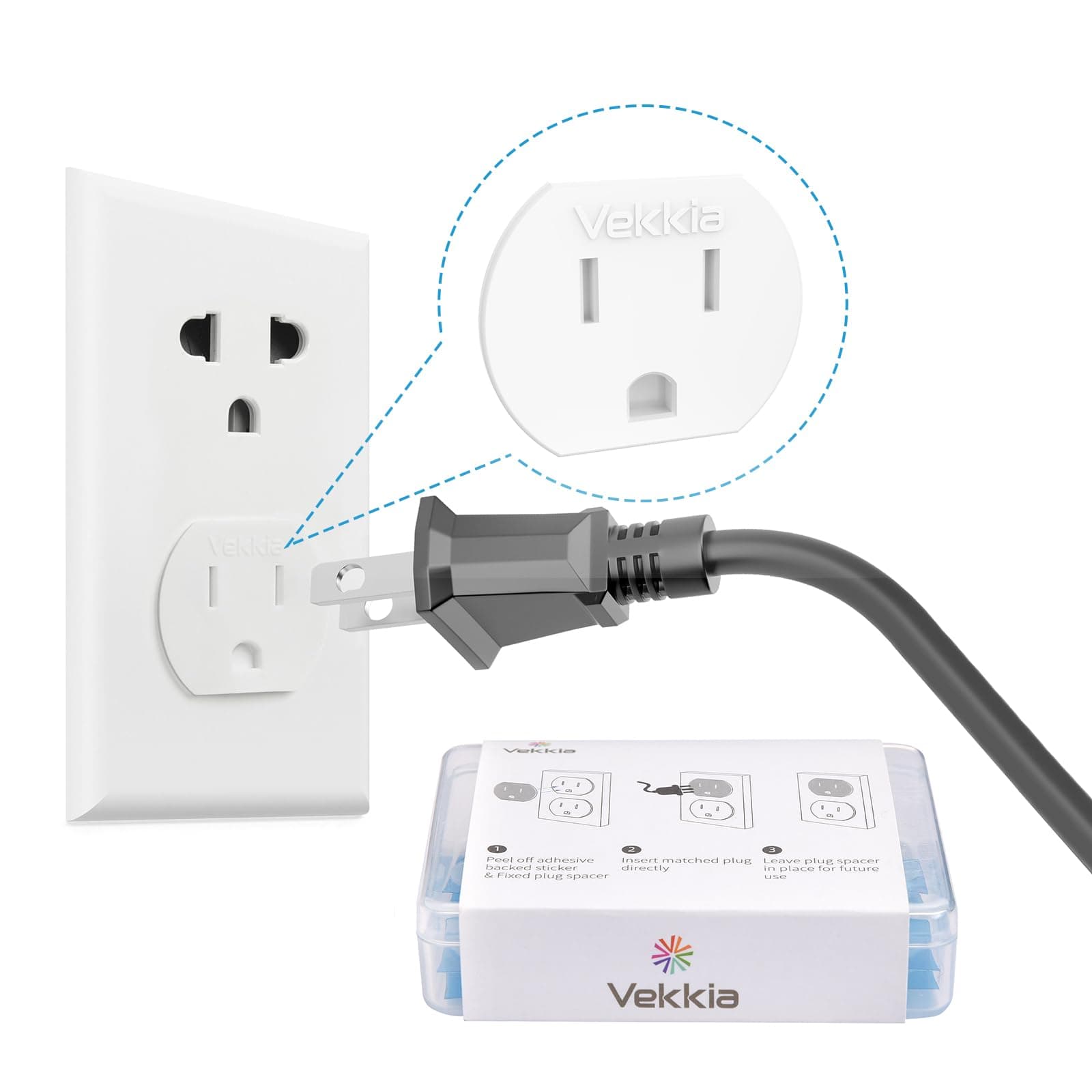 VekkiaLoose Outlet Fix Plug Spacers, Keep Your Loose Socket Jack Snug for Power Plug,Plug Fixer Stickers Prevent Extender, Adapter from Falling Out Easily or Cutting Off Electricity (10 PCS)