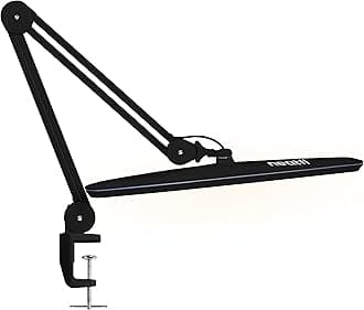 XL 2,200 Lumens 20W LED Task Lamp – 23” Ultra-Wide Head | 182 SMD LEDs | 4 Brightness Levels | 3 Light Modes | Eye-Caring, Glare-Free | Adjustable Arm (Black, CCT with Clamp)
