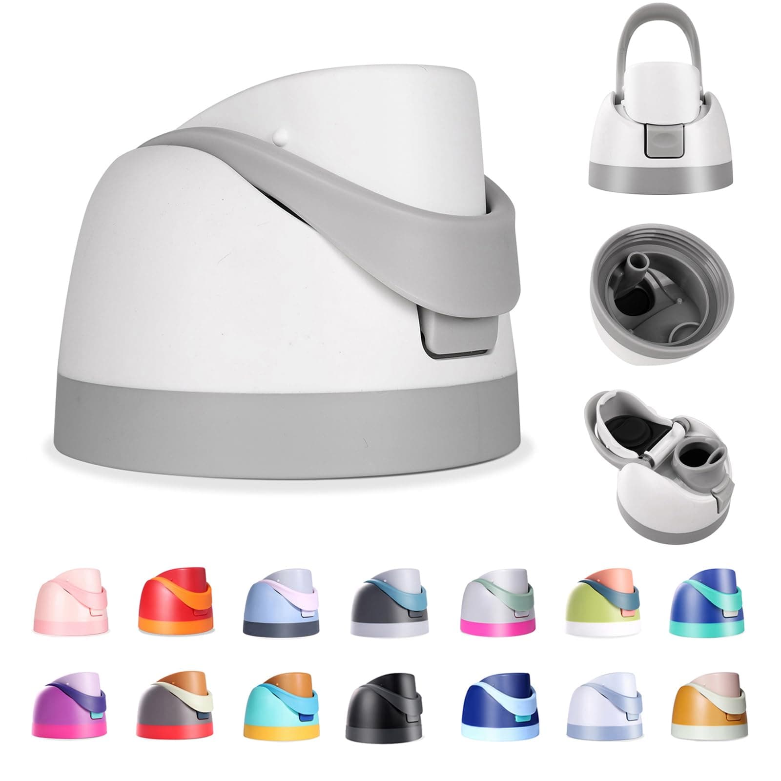 Replacement Lid for Owala Freesip, Compatible with Owala Cup 16oz 24oz 32oz 40oz, One Button Water Bottle Top Lid for Owala Freesip, Leakproof, BPA-Free (Ash White)