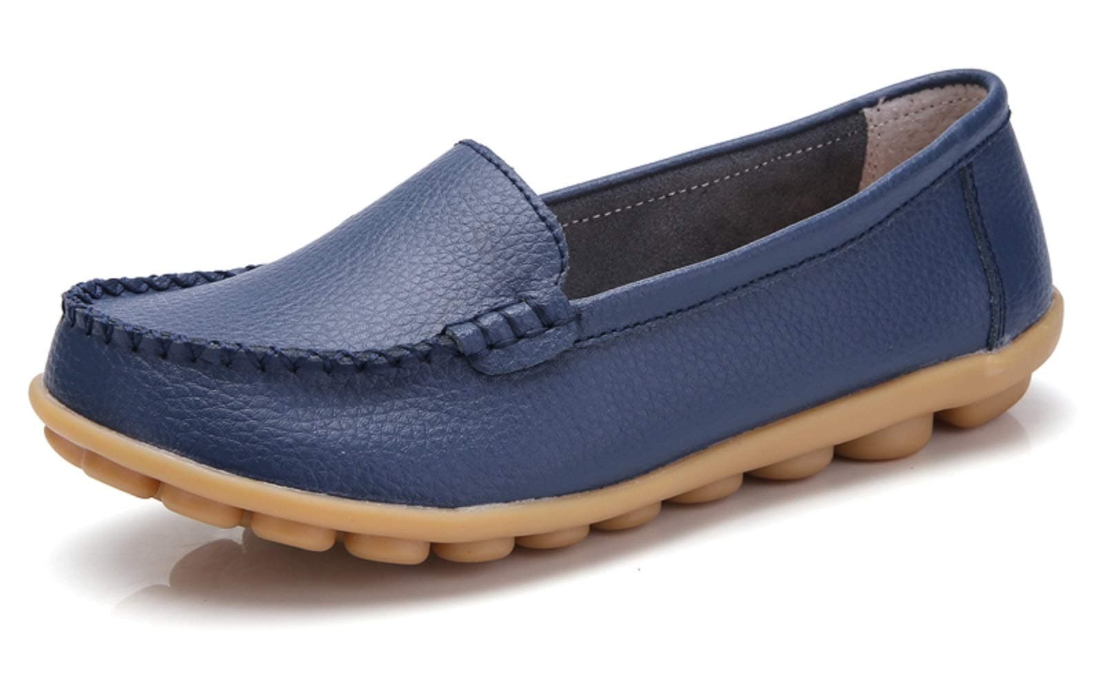 VenusCelia Women's Concise Walking Office Flat Loafer(7 M US,Navy)