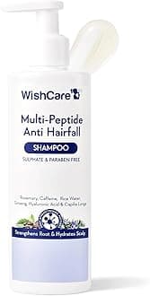 WishCare Multi Peptide Anti Hairfall Shampoo | Paraben & Sulphate Free Shampoo for Women & Men with Rice Water, Rosemary, Hyaluronic Acid & Caffeine for Hairfall Control | 250ml