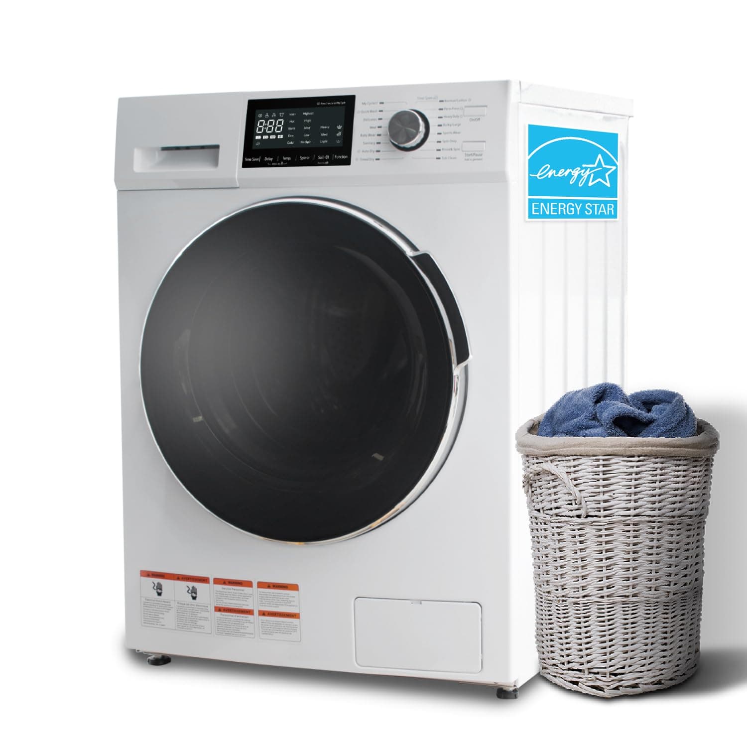 Washer Dryer Combo for RV Ventless, 2.7 cu.ft 120V Portable Washing Machine And Dryer All In One, 24"W Compact for Apartment Home Dorm Camper Front Load Stackable Small Clothes Washer With 16 Circles