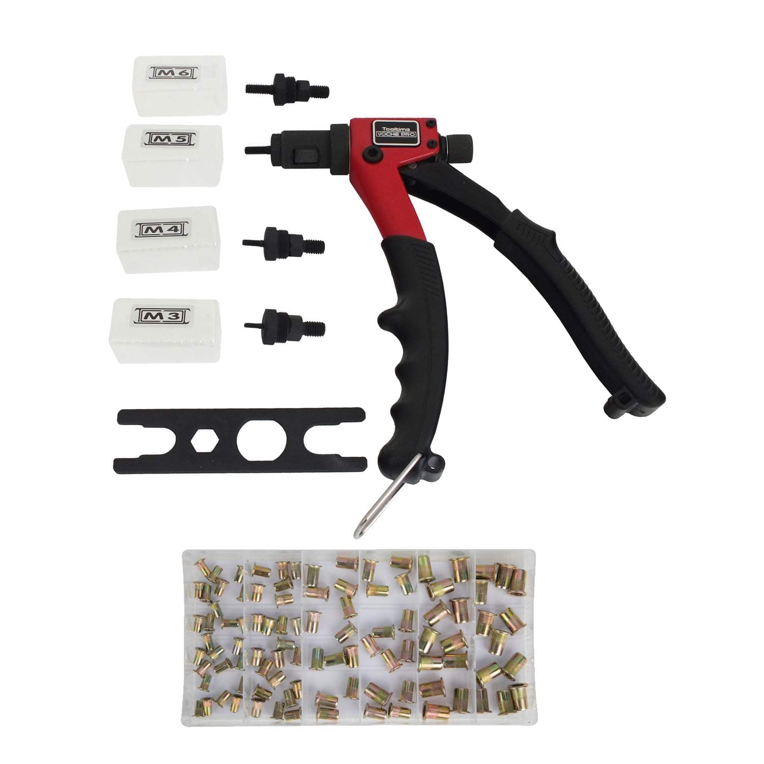 Voche 8" Threaded Rivet Nut Insert Tool 3-6 Mm + 100 Nut Rivets M3-m6