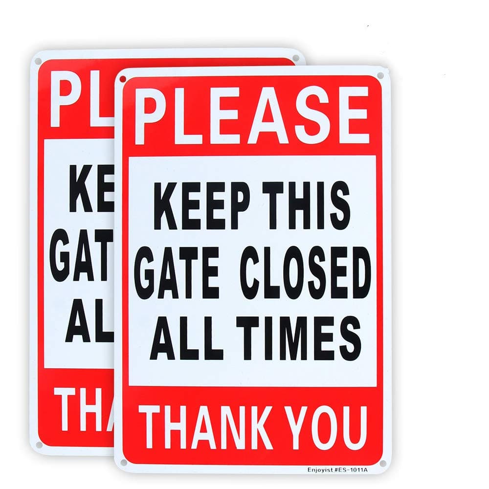 Enjoyist 2-Pack Please Keep This Gate Closed Sign 10"x 7" .04" Aluminum Reflective Sign Rust Free Aluminum-UV Protected and Weatherproof