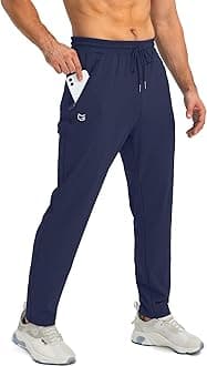 Men's Sweatpants with Zipper Pockets Tapered Joggers for Men Athletic Pants for Workout, Jogging, Running, Navy, Large